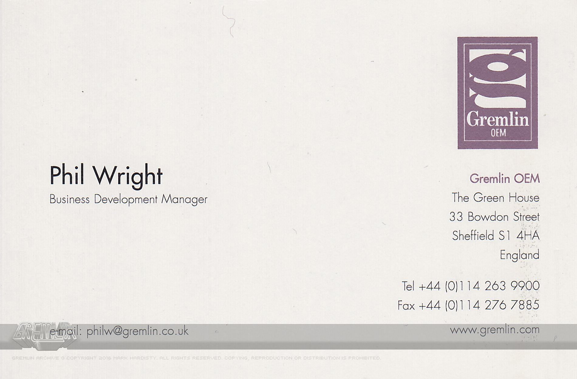 Phil Wright OEM Business Card
