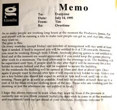 Overtime Memo (July 1995)